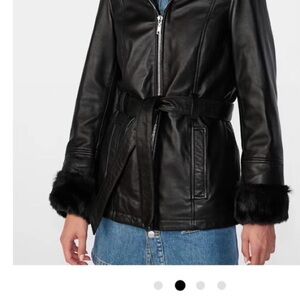 Genevieve Belted Leather Jacket